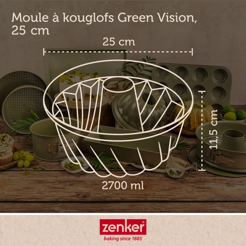 Set de 5 ustensiles de pâtisserie moule à gâteaux bols spatule et verre doseur Zenker Green Vision