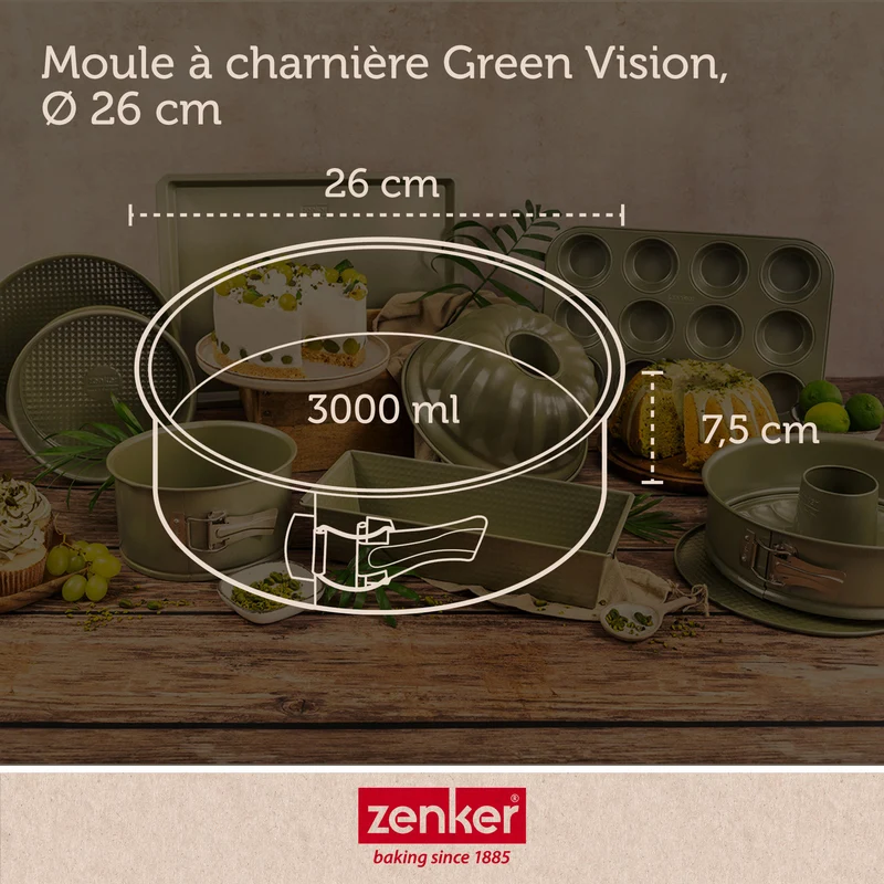 Set de 5 ustensiles de pâtisserie moule à gâteaux bol spatule pâtisserie et verre doseur Zenker Green Vision