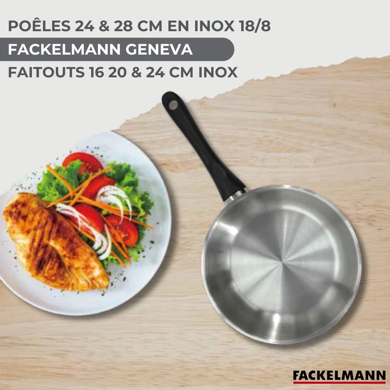 Batterie de cuisine Généva Brillant Vario avec 3 faitouts et 2 poêles 7 ustensiles avec couvercles Fackelmann Généva Brillant Vario avec couvercles