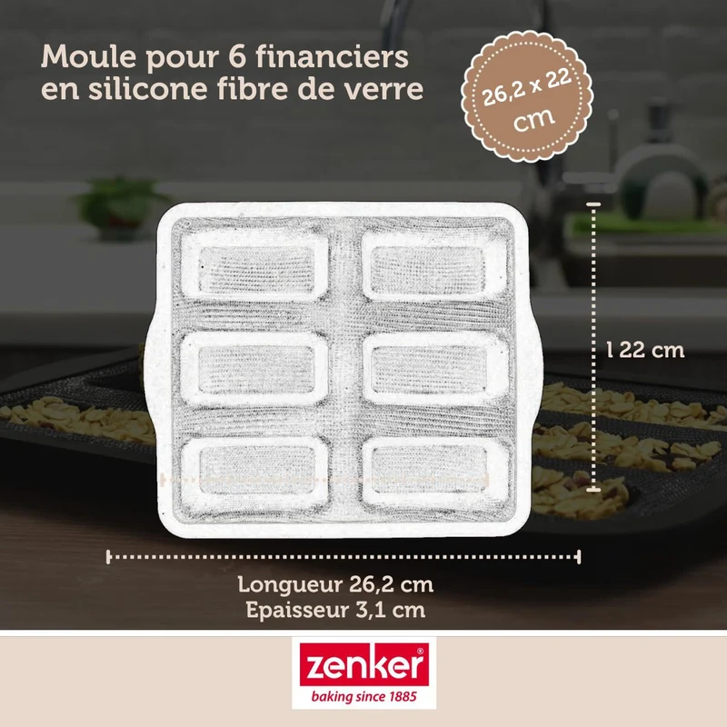 Set pâtisserie avec moule à 6 financiers silicone, 2 bols à mixer, verre mesureur et spatule Zenker