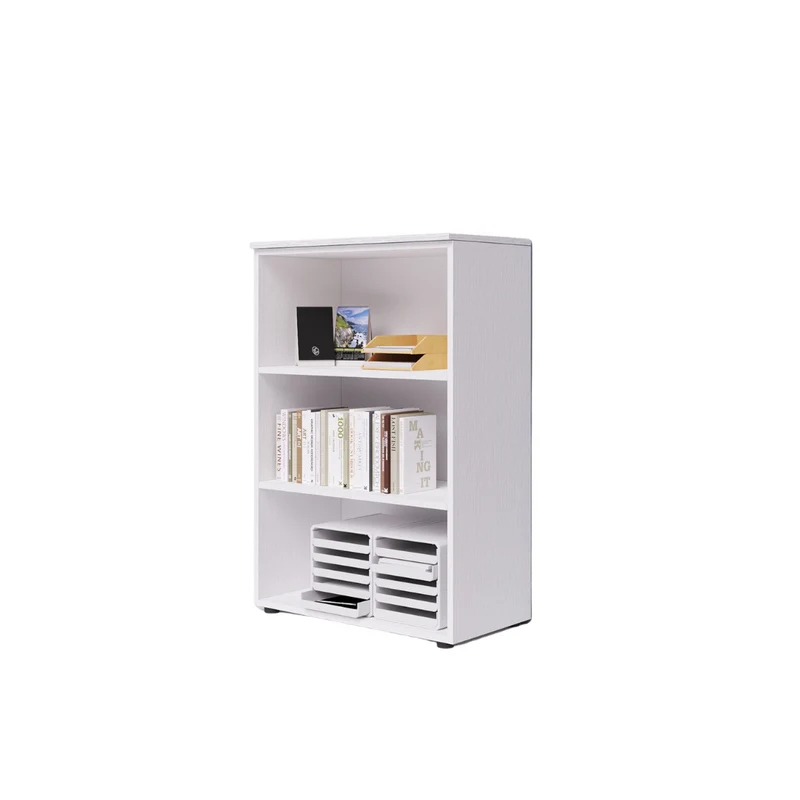 Module de bureau ouvert à trois compartiments avec plateau blanc H129x90x45cm