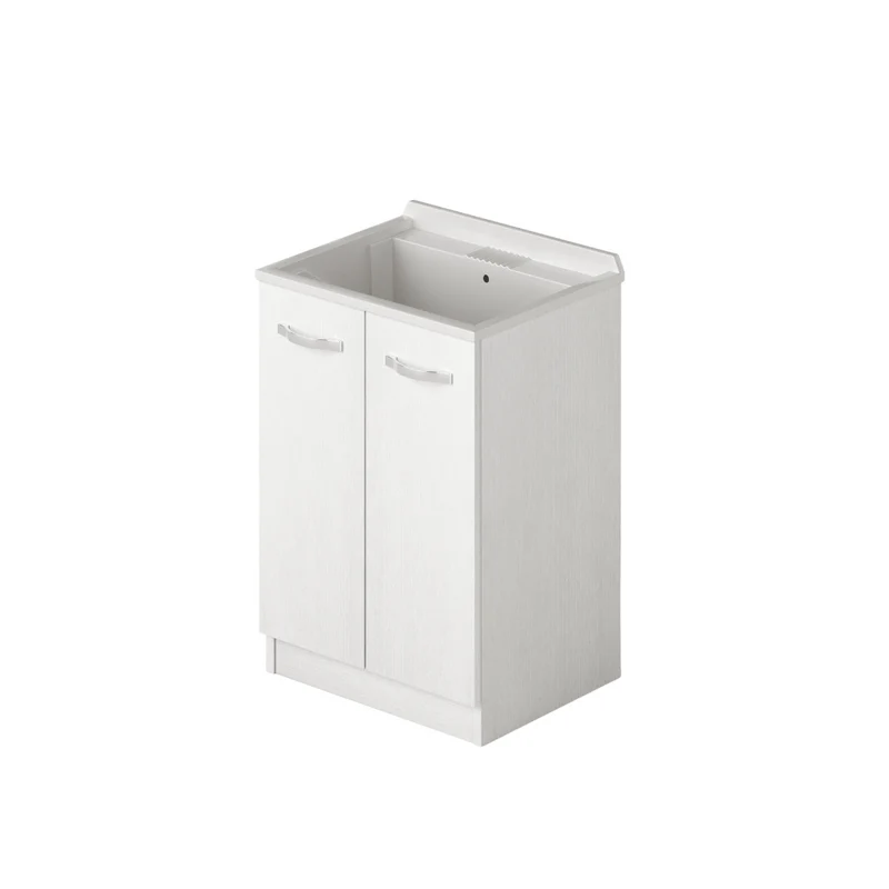 Meuble lavabo à linge avec 2 portes, coloris Blanc H86x61x50cm