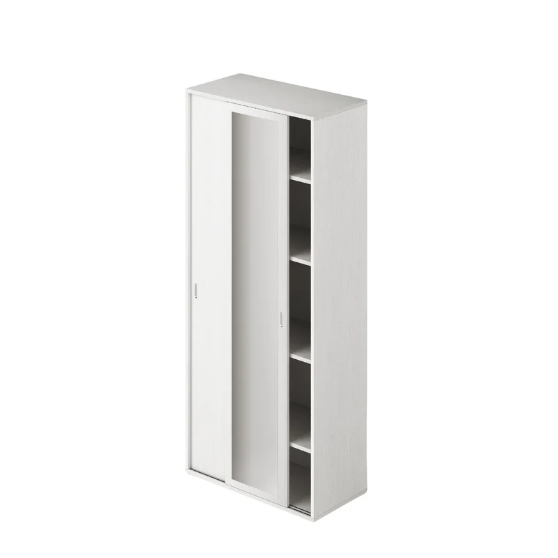 Armoire Avec Miroir, Portes Coulissantes Et Étagères, Blanc