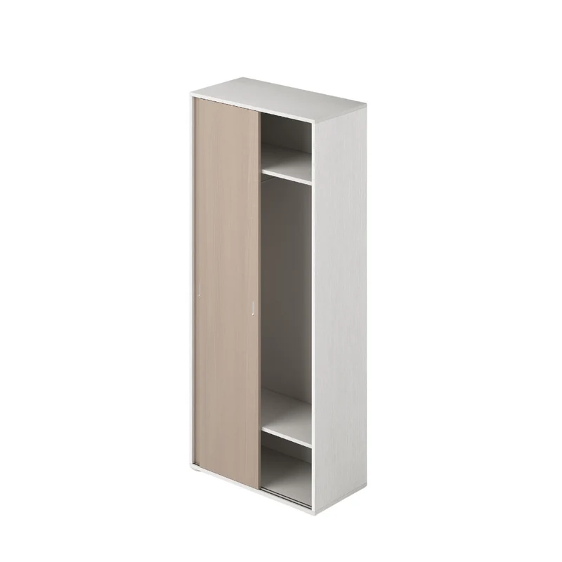 Armoire À Portes Coulissantes Avec Porte-Manteau, Orme Et Blanc