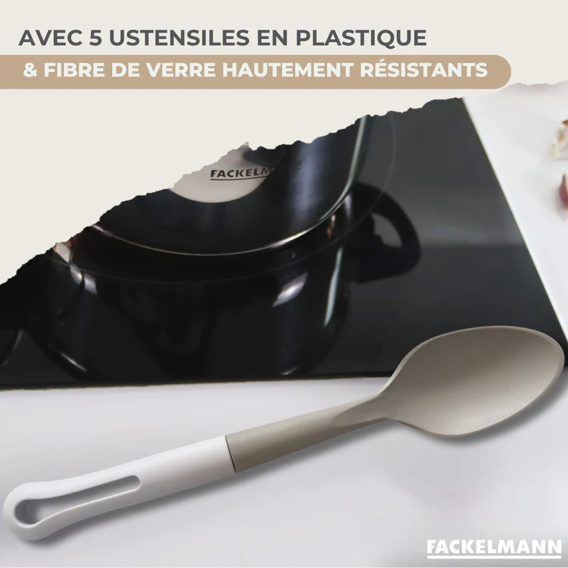 Batterie de cuisine avec 1 poêle 30 cm et 3 casseroles 16/18/20 cm et 5 ustensiles de cuisine Fackelmann Brandao Vario