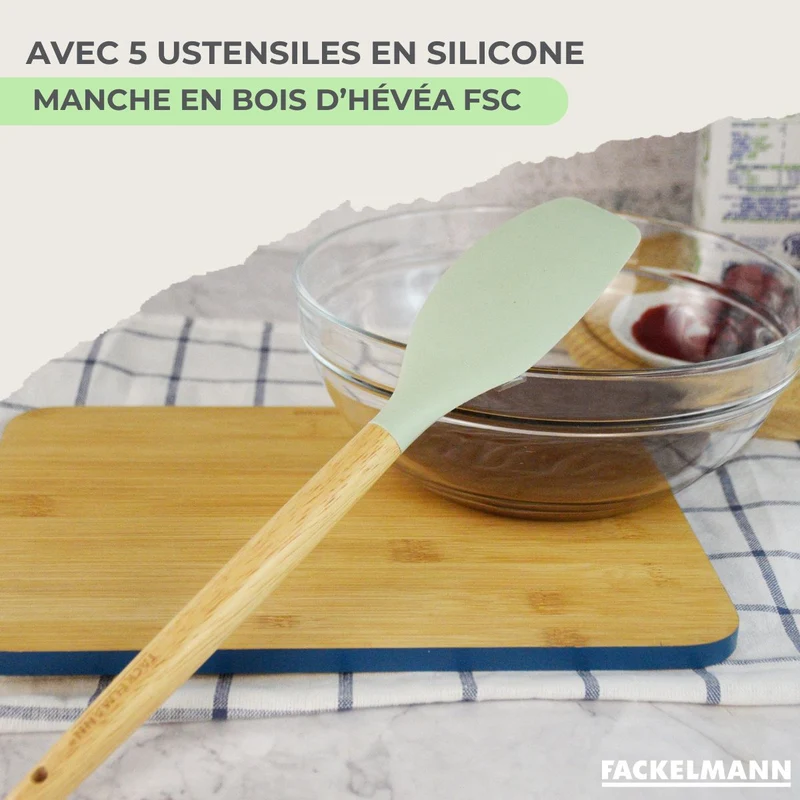 Batterie de cuisine avec 2 poêles 24/28 cm et 3 casseroles 16/18/20 cm avec 5 ustensiles de cuisine Fackelmann Brandao Océan