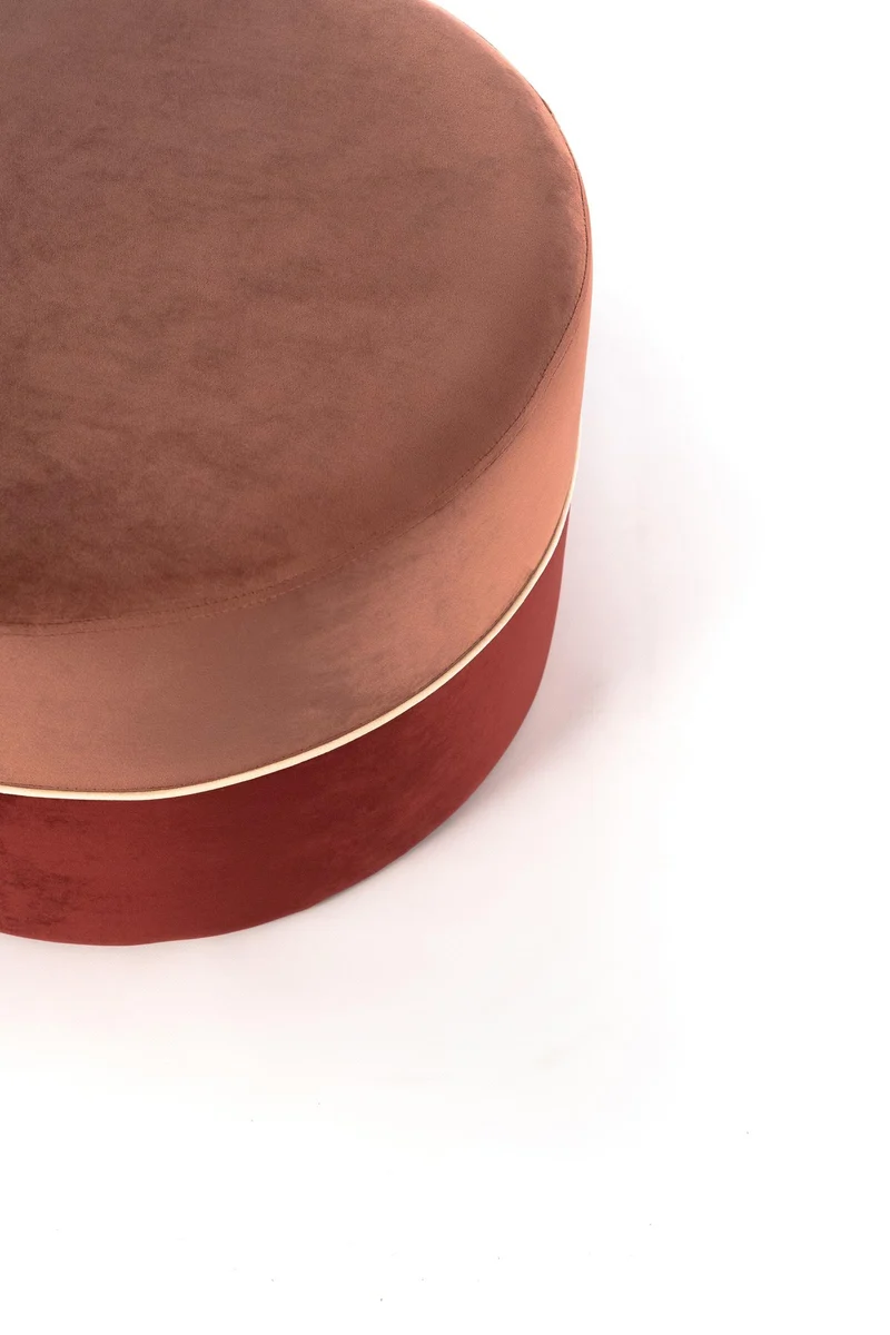 Pouf ancien en velours bois rose et bordeaux 62 x 62 x h 39 cm