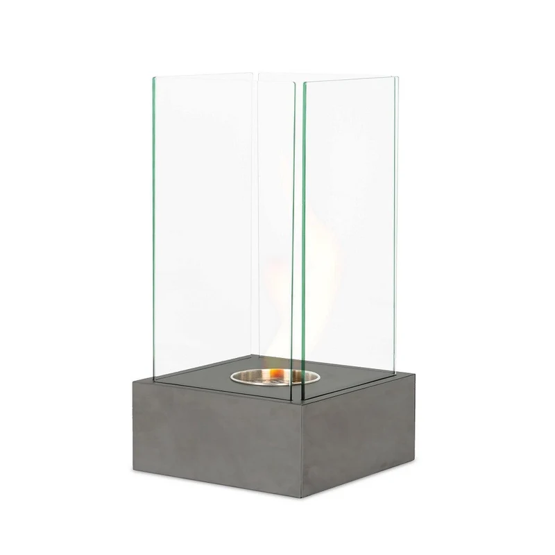 Cheminées bioéthanol modernes gris gaufré 25 x 25 xh 65 cm