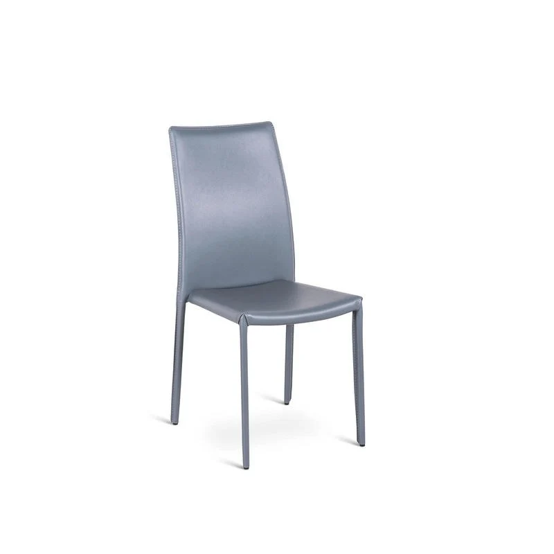 4xChaise en simili cuir gris foncé avec structure en métal recouvert 41x4h.95 cm