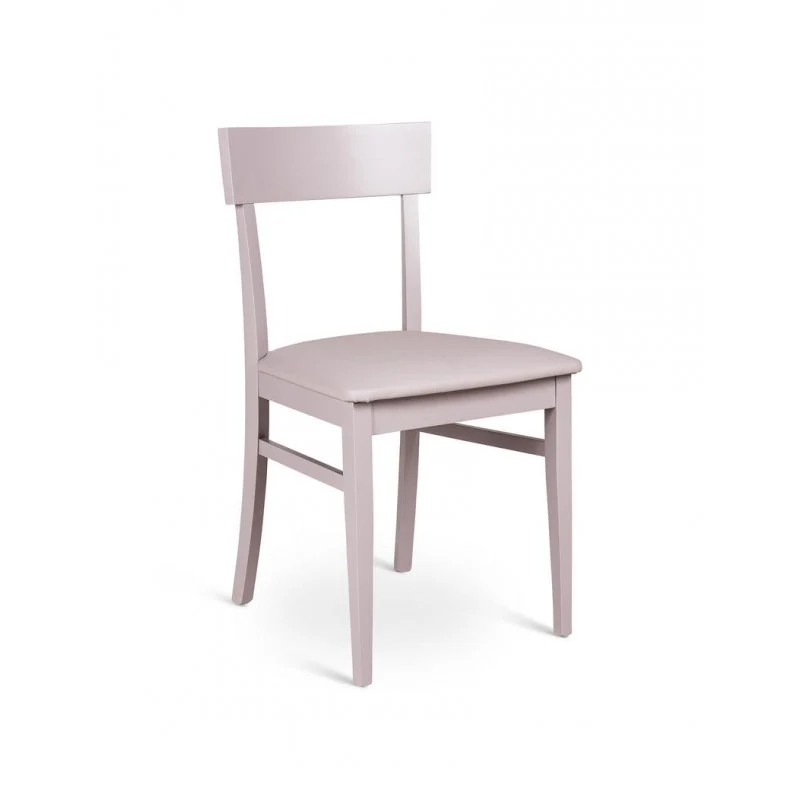 4xChaise en bois laqué gris clair avec assise en simili cuir 445xh. 82 cm