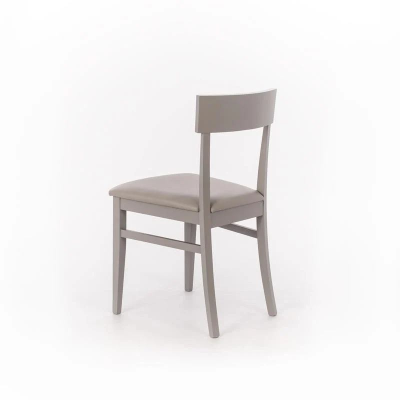 4xChaise en bois laqué gris clair avec assise en simili cuir 445xh. 82 cm