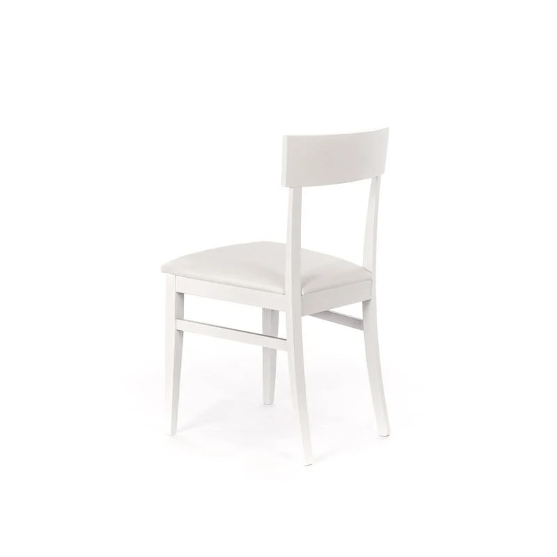 4xChaise en bois laqué blanc avec assise en simili cuir 445xh. 82 cm