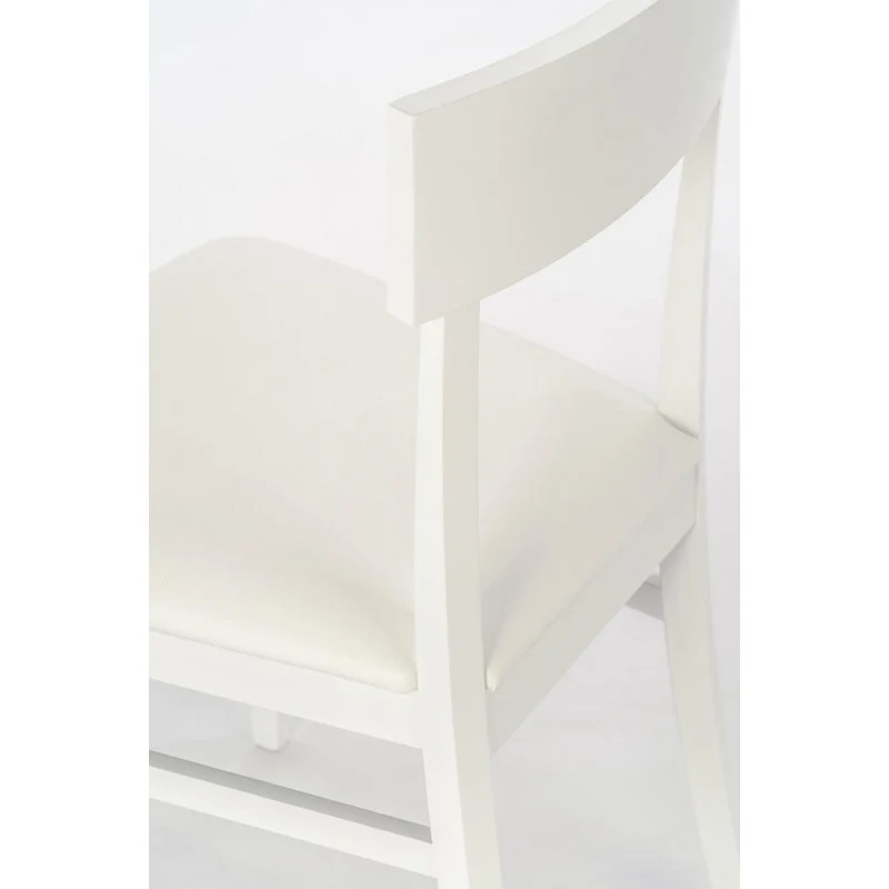 4xChaise en bois laqué blanc avec assise en simili cuir 445xh. 82 cm