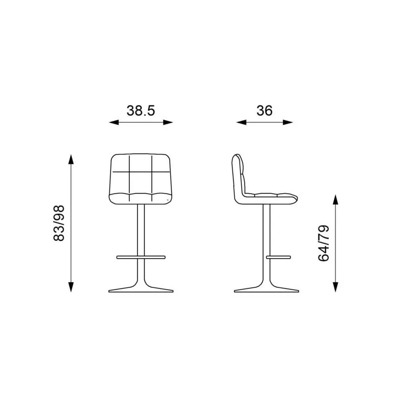 2xTabouret moderne en éco-cuir gris tourterelle à hauteur réglable
