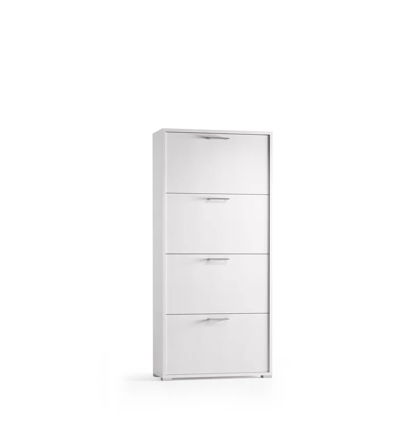 Meuble à Chaussures Double Profondeur 4 Portes Jusqu'à 18 Paires Blanc/Blanc