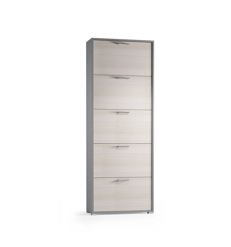Meuble À Chaussures 5 Portes, Jusqu'à 15 Paires, Tissu/Mélèze