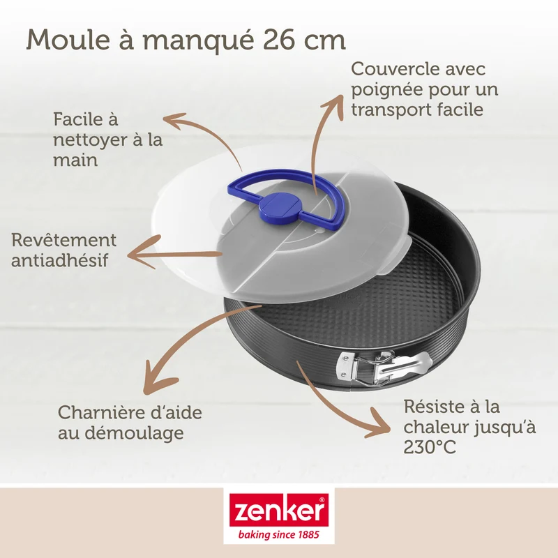 Set pâtisserie avec moule à manqué 26 cm, 2 bols à mixer, verre mesureur et spatule Zenker