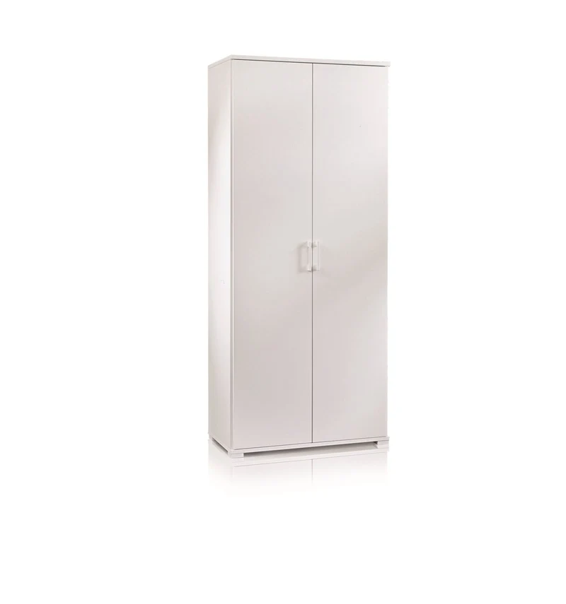 Armoire avec double porte et quatre étagères réglables, blanc ante leizu