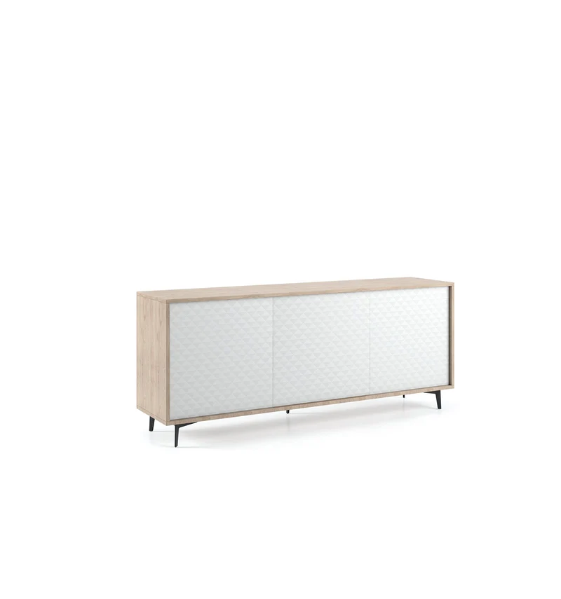 Buffet avec Structure Chêne et Portes Blanc Dama, Ouverture Push