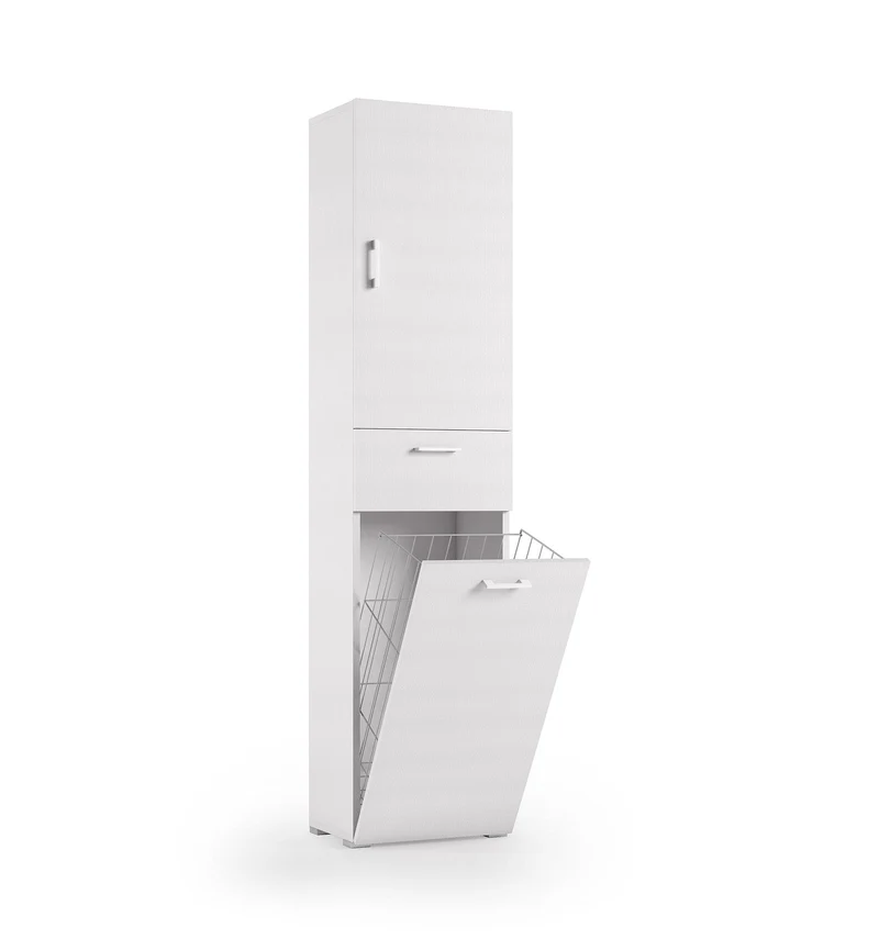 Buffet avec structure en ciment et portes Dama blanches, ouverture Push Cement avec portes Leizu