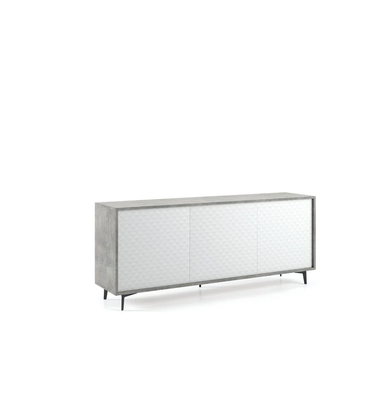 Buffet avec Structure Ciment et Portes Blanc Dama, Ouverture Push