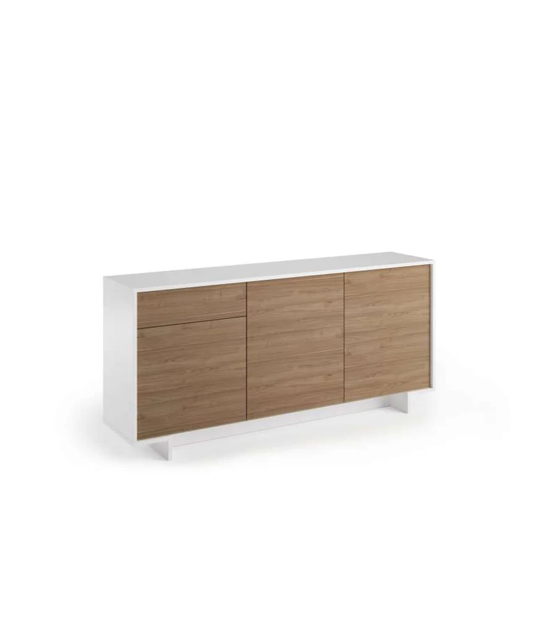 Buffet 3 Portes et Tiroir, Blanc Noyer