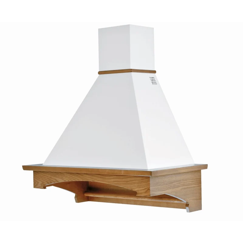 Hotte Cuisine Rustique Blanche VIENNA, Cadre Bois Intarsia Noyer 90