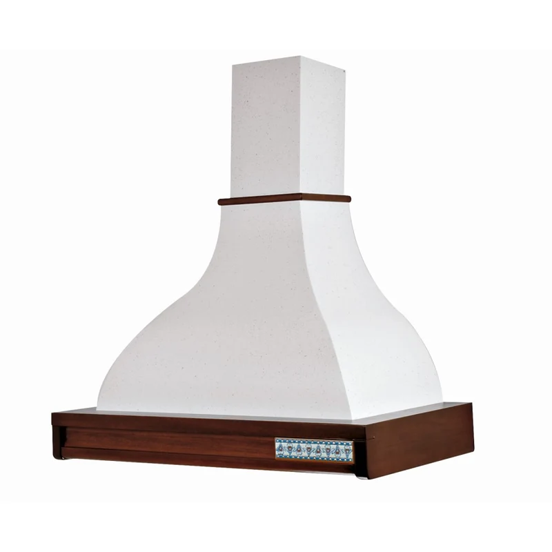 Hotte Cuisine Rustique Blanche TAORMINA Bois Sculpté Noyer 90 cm