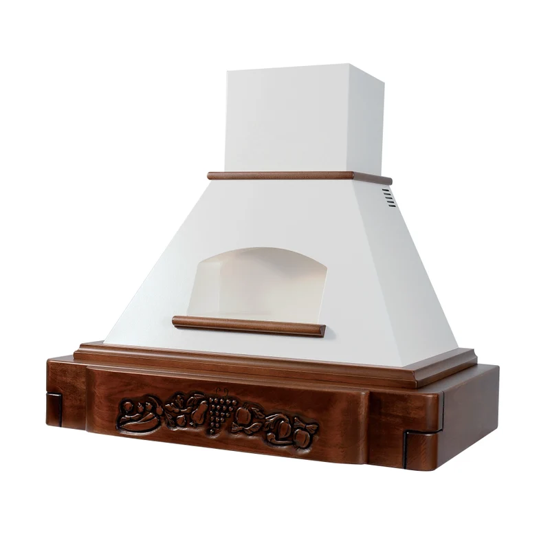 Hotte rustique blanche KATIA, structure en bois de tabac, 120 cm