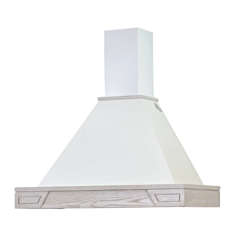 Hotte de cuisine rustique blanche GINEVRA, cadre en bois de frêne 120 cm
