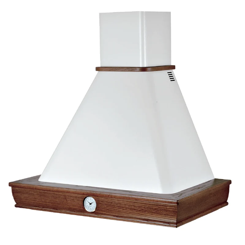 Hotte de cuisine rustique FOSCA horloge tabac en bois blanc 120 cm