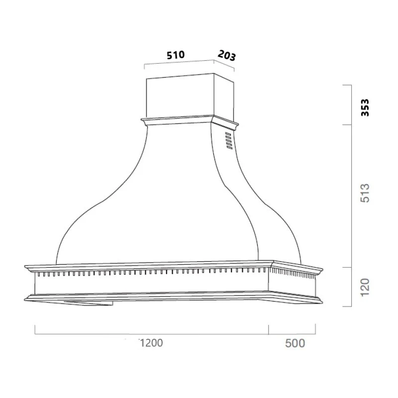 Hotte de cuisine rustique blanche FAMILY, cadre en bois marqueté, 120 cm