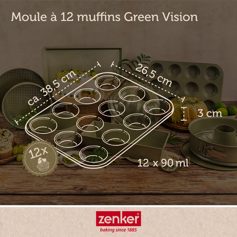 Set de 4 ustensiles de pâtisserie moule à gâteaux 2 bols et spatule Zenker Green Vision