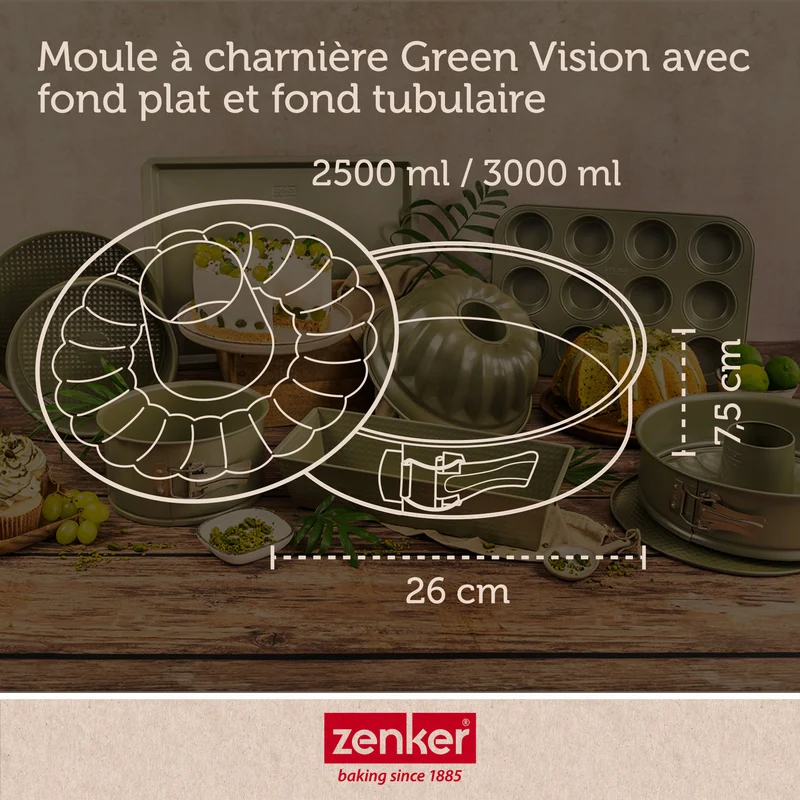 Set de 4 ustensiles de pâtisserie moule à gâteaux bol de mixage et spatule Zenker Green Vision