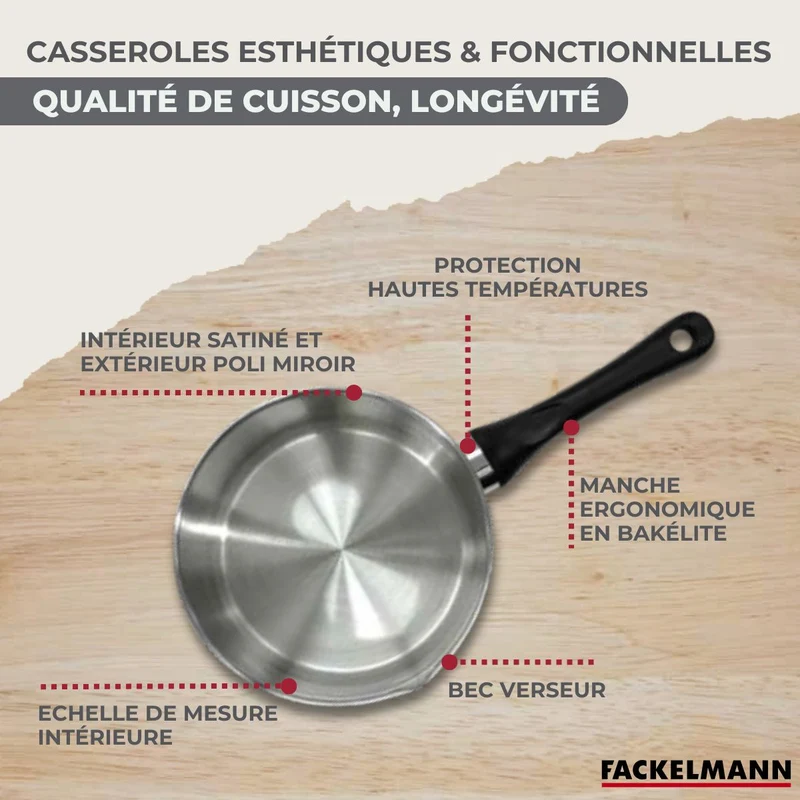 Batterie de 2 poêles 24/28 cm, 3 casseroles 12/16/20 cm, 3 faitouts 16/20/24 cm et 6 ustensiles Fackelmann Geneva