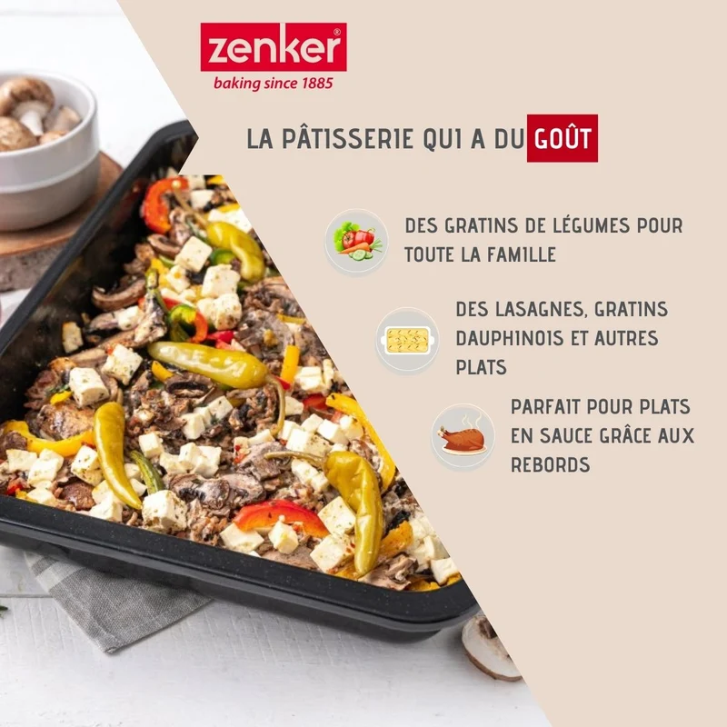 Ensemble de 2 Plats rectangulaire XXL 40 x 29 cm en acier émaillé Zenker Spécial Cooking