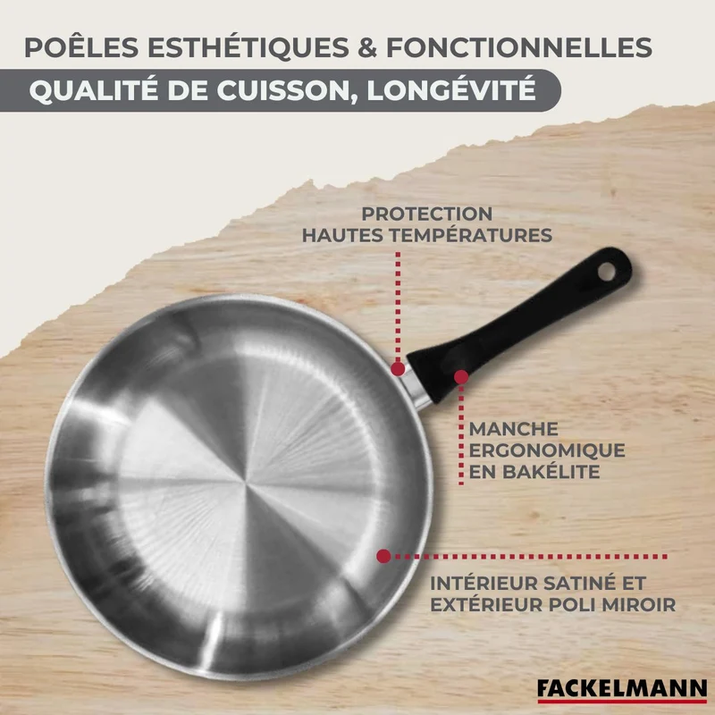 Set 1 poêle 28 cm, 3 casseroles en inox et 6 ustensiles inox Fackelmann Geneva