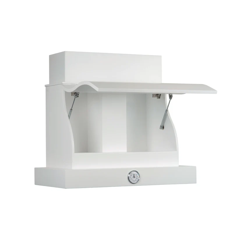 Hotte de cuisine rustique blanche avec cadre en bois et horloge de 120 cm