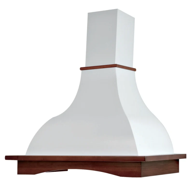 Hotte aspirante PROVENZA en inox blanc avec structure en bois de tabac 90 cm