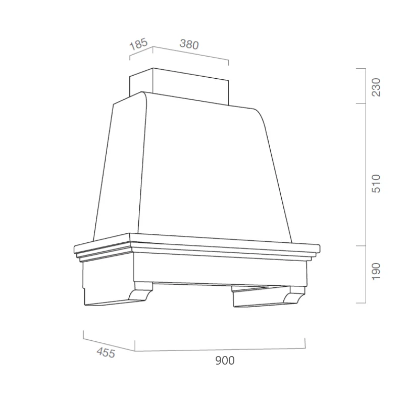 Hotte aspirante MEMORY en inox argenté et structure en bois de frêne blanc 90 cm