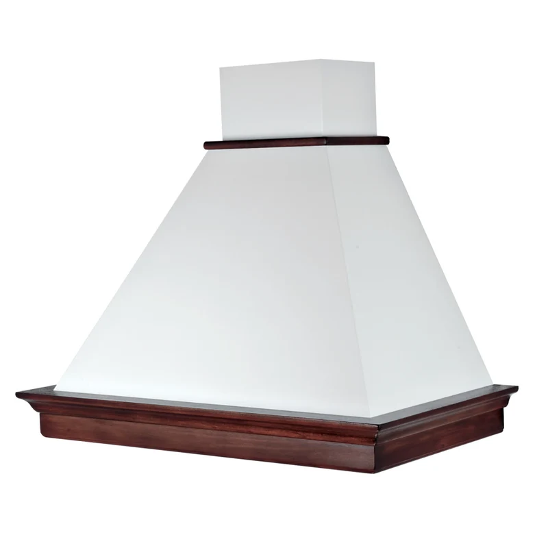 Hotte MARY, inox blanc, structure bois tabac, 90 cm