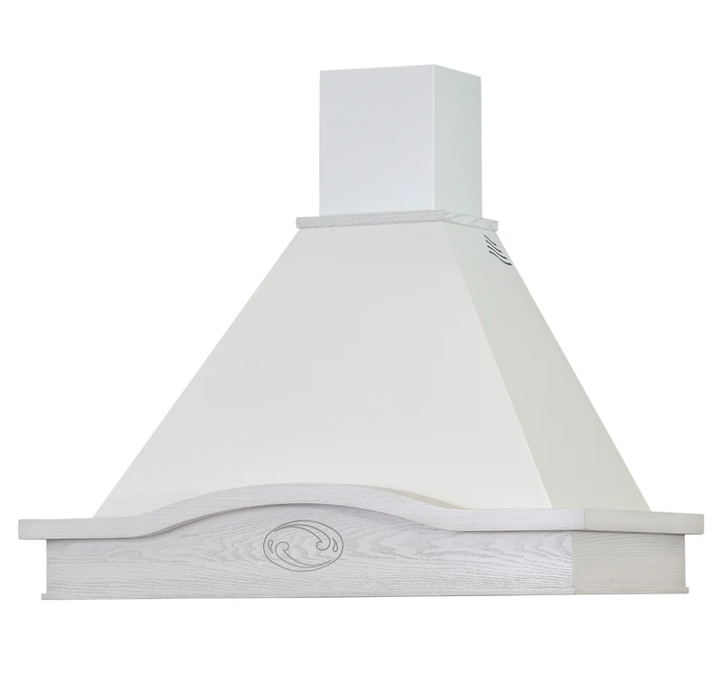 Hotte aspirante LUCREZIA en inox blanc, en bois de frêne 90 cm
