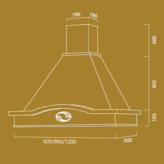 Hotte aspirante LUCREZIA en inox blanc, en bois de frêne 120 cm