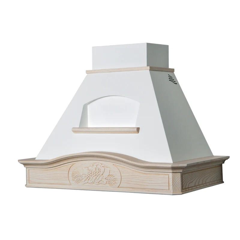 DÉSIRÉE white stainless steel hood, rope wood frame, 120 cm