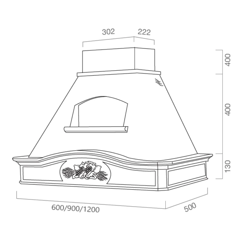 DÉSIRÉE white stainless steel hood, rope wood frame, 120 cm