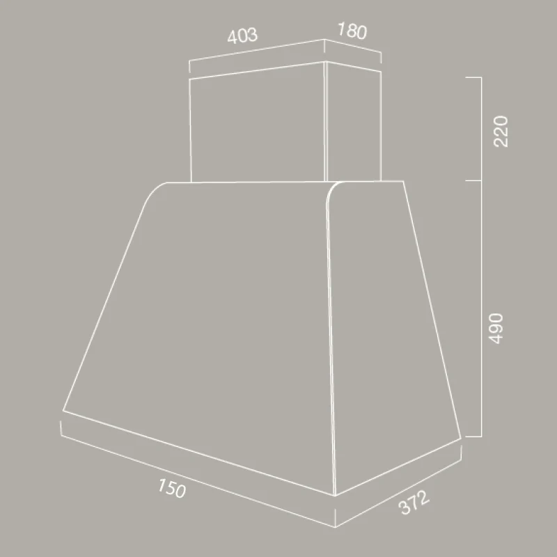 Hotte Aspirante BRIO METAL en Acier Inoxydable Brossé, 150 cm