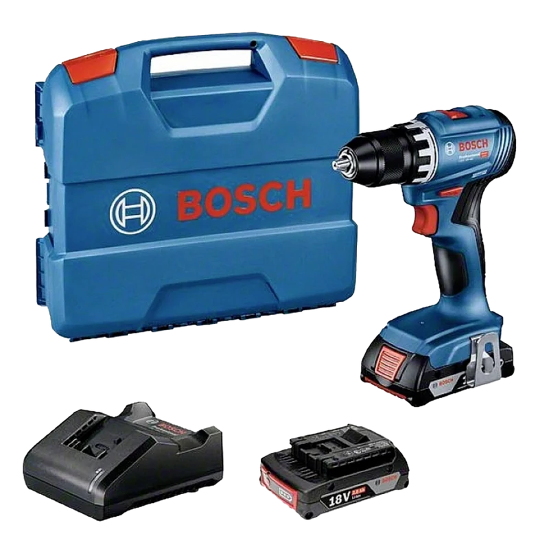 Bosch Professional Perceuse-visseuse 18 V/2,0 Ah Li-Ion, mouvement de couple maximum 21 Nm, 45 Nm, diamètre de vis 8 mm