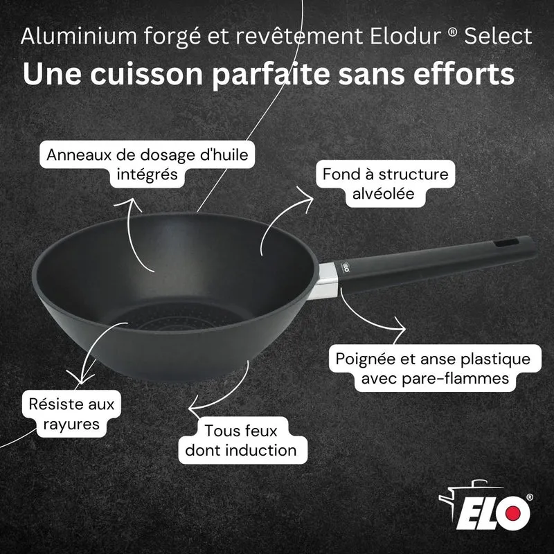 Wok 24 cm antiadhésif sans PFAS Elo Smart Wave