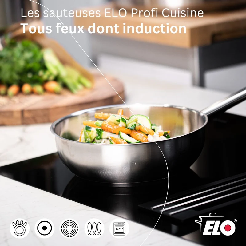 Sauteuse 24 cm en acier inoxydable 18/8 Elo Profi Cuisine