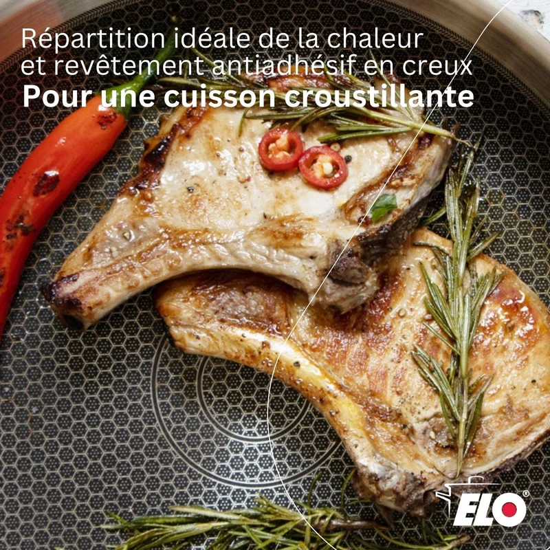 Sautoir 28 cm en inox 18/10 avec couvercle Elo Relief Evolution